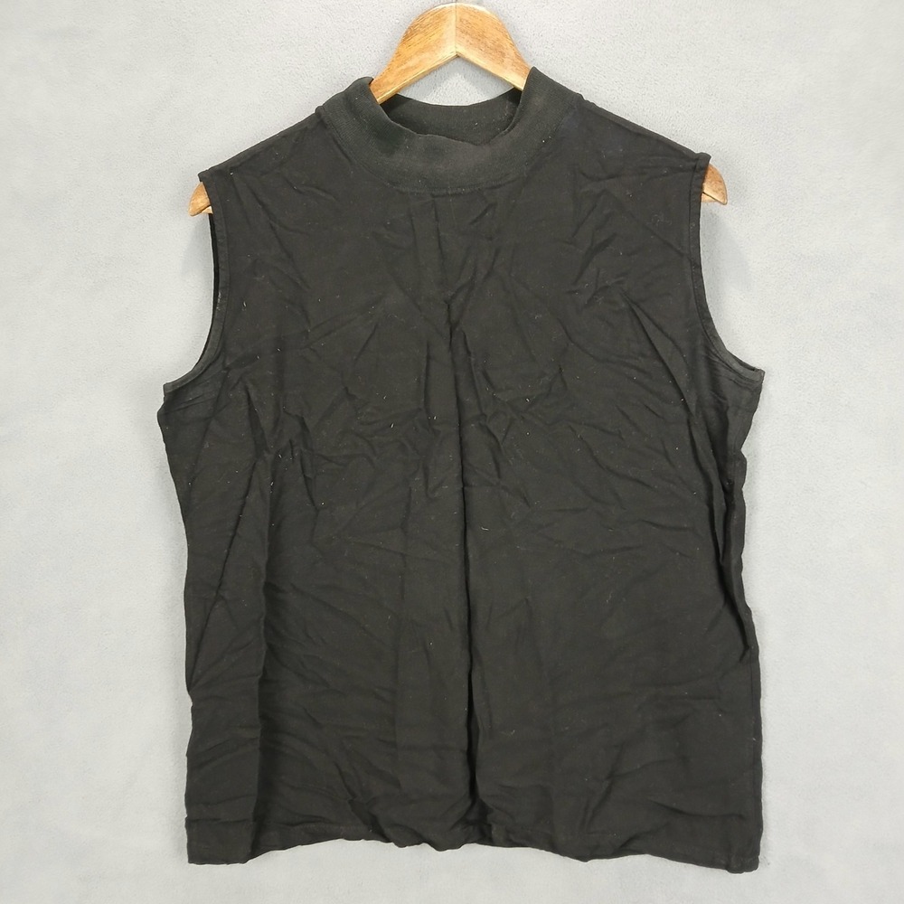 Marisa by N. Campbell Tank Top Womens Medium Black Rayyon‎ Classic Mock Neck